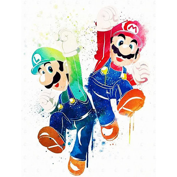 Mario Bros Diamond Painting Kit til boligindretning DIY 5D Full Diamo