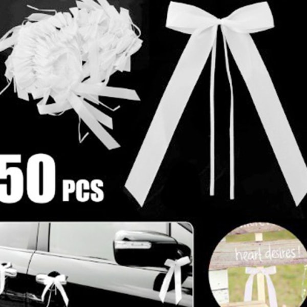 White Wedding Car Bow, 50pcs Wedding Car Decoration, Wedding Car