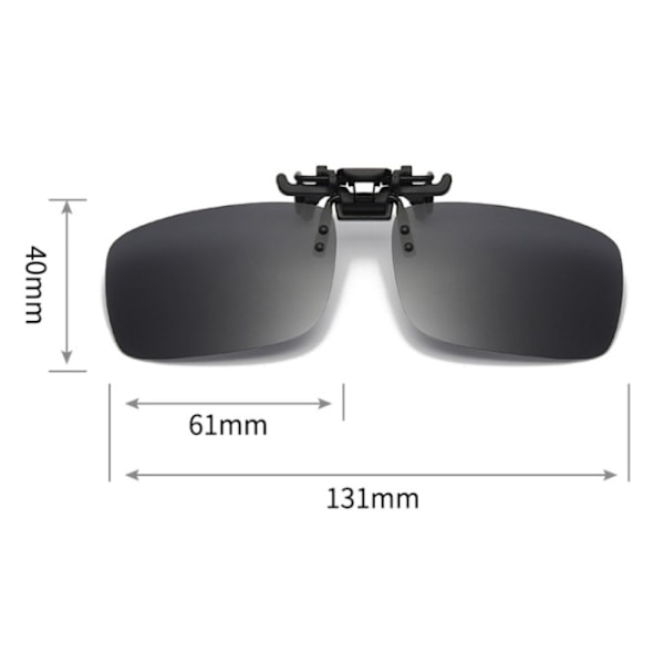 Polariserede Clip-on Solbriller med Flip Up Funktion Anti-Glare-Sort