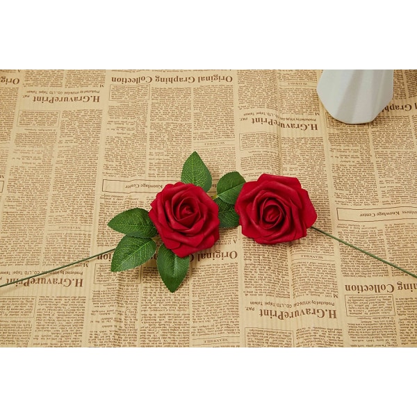 25 pakke realistiske kunstige roser med stilk til bryllupsbou
