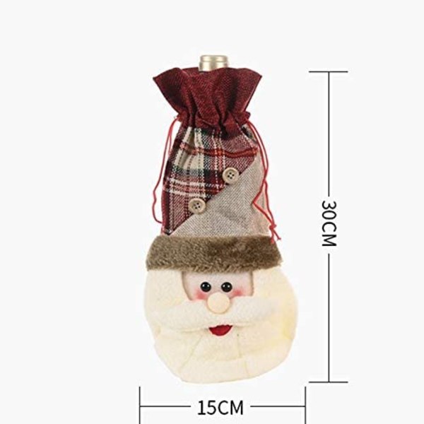 Julvinflaskaöverdragspåse i Flanell Material Tomte B