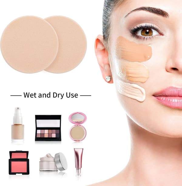 Sæt med 6 mini runde hypoallergene makeupsvampe til foundation
