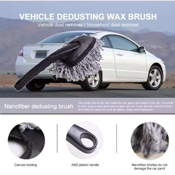 Biltvättvaxborste för minibilar Invändig dammrengöringsborste Gra