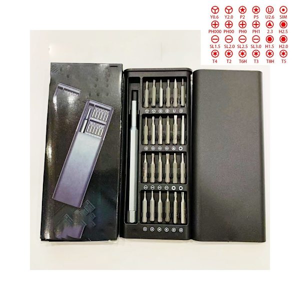 Mini skruvmejsel set 24 i 1 precision skruvmejsel set aluminium