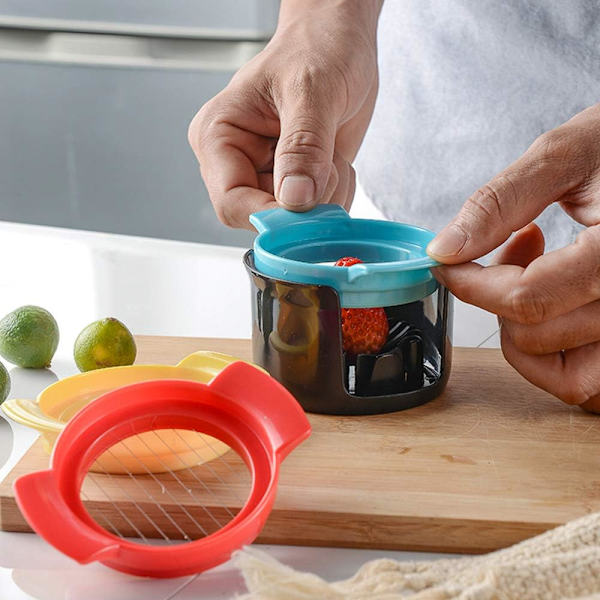 Egg Cutter i rustfritt stål, eggeskjærer, multifunksjonell 3 i 1, eggekutter, manuell eggekutter, kjøkkenverktøy, eple- og tomatskjærer, para eggekutter, kokt fruktskjærer, ost, jordbær