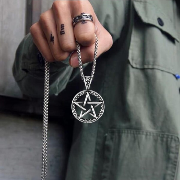 Overnaturlig Pentacle Pentagram Pendant Halskæde Witch Prote