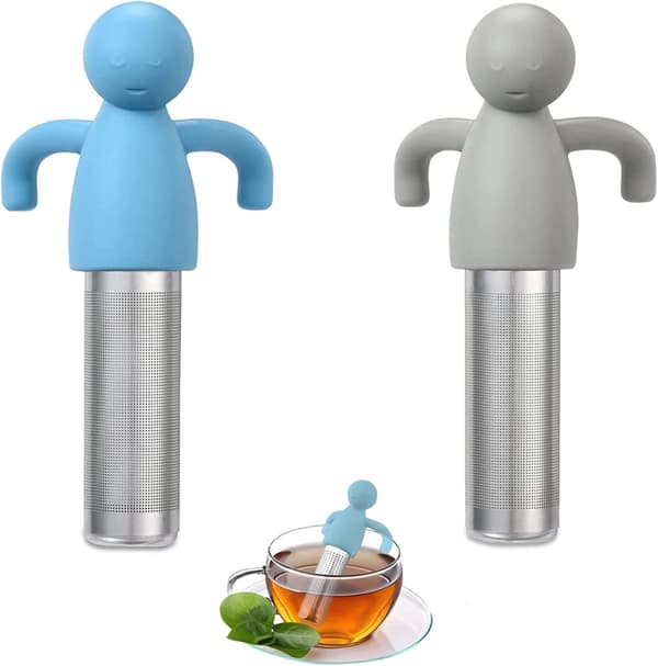 (Blå, Grå) Set med 2 teinfuser, hängande tesil, stål