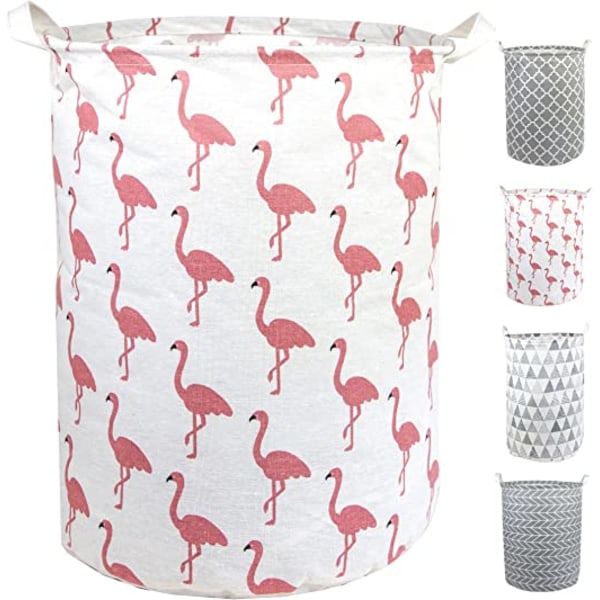 (Flamingo) 41*30cm mesh laundry basket and laundry bag - collaps