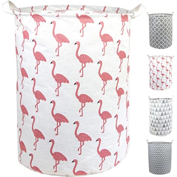 (Flamingo) 41*30cm mesh vasketøjskurv og vaskepose - falder sammen