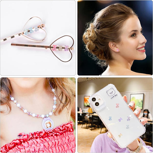 12 väriä 60 kpl，3D karhu hartsi kynsien koristelu hartsi koristeet Crystal Bear kynsihelmet DIY manikyyri koriste glitter koristeet