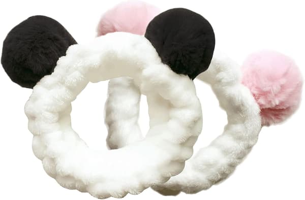 2 sminkehodebånd, vaskende panda ansiktshodebånd, mykt spa-hodebånd