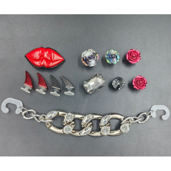 12 stykker Punk 3D Clog Sandaler Ornamenter, Sko Charms, Søte Sko