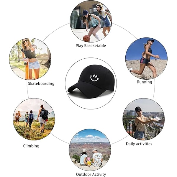 Basebollkeps, Anti-sol basebollkeps i bomull, Män Kvinnor Dam Sommar Unisex Justerbar black