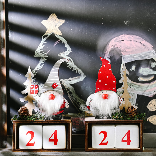 2 stykker dekoration du calendrier des pins en bois de Noël,