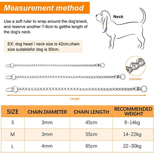 0,3 * 45cm, Ketju Koiran Kaulapanta, Ruostumattomasta Teräksestä Valmistettu Metalli