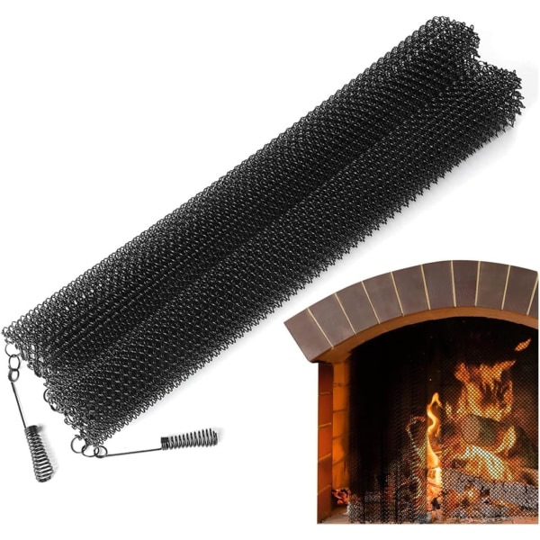 （24*18in）Metal Mesh Fireplace Screen for Fireplace, 2 Pieces, Hea