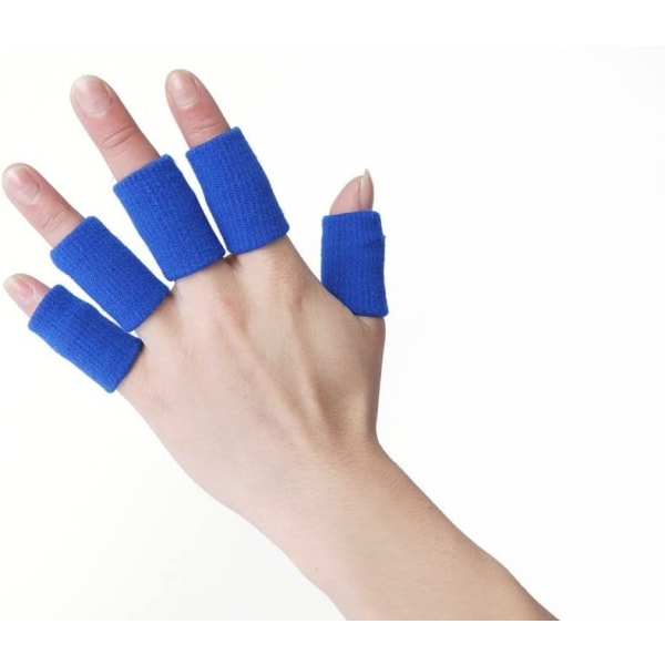 Blå - 10 elastiske fingerpuder, fingerbeskyttere med sportshjælp