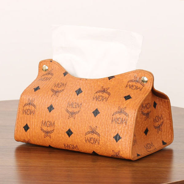 Tissue Case Box Container Pu Mönster Servetthållare Papper Väska Cos