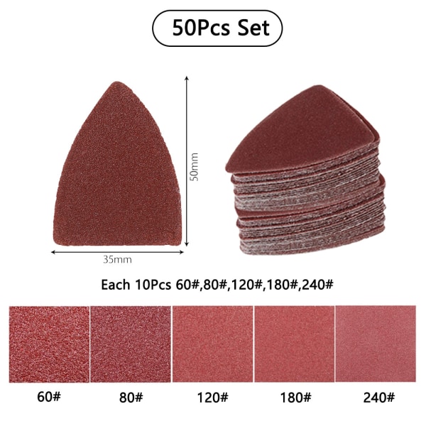 51 stk. Universal Triangular Sanding Pads - Velcro Strap, til Osci