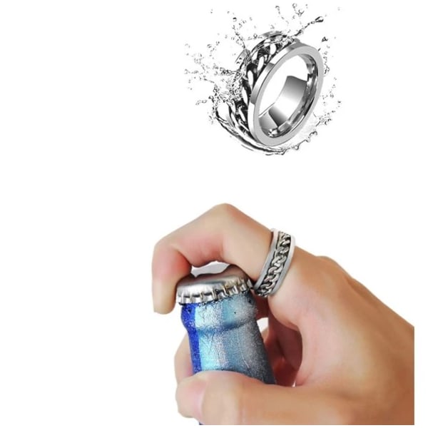 1 stk. Anti-stress ring med flaskeåbningsfunktion sølv 20,7