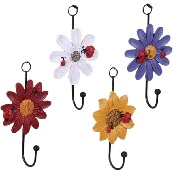 Kreativa Daisy Resin Väggkrokar Väggmonterad Konst Blomma Järn