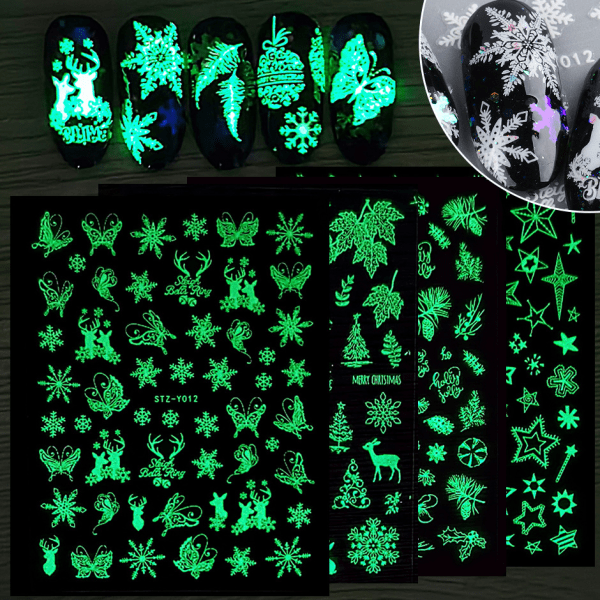 9 ark Nail Art Stickers Dekaler Snowflake Renmönster DIY