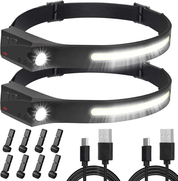 Päävalaisin, 2 kpl Super Bright Motion Sensor LED -päävalaisin, 3