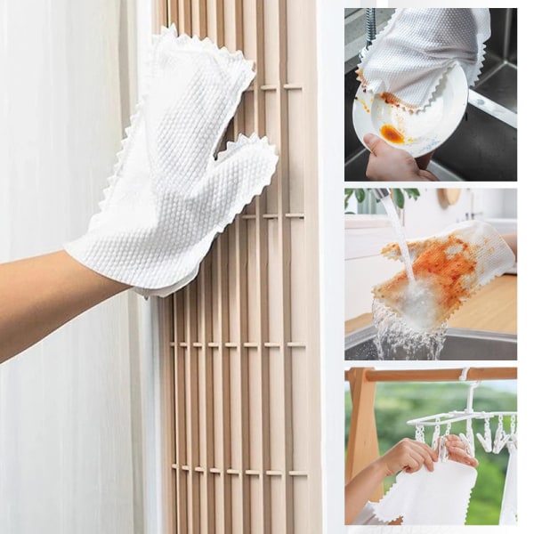 Washable non-woven disposable cleaning gloves with teeth ele