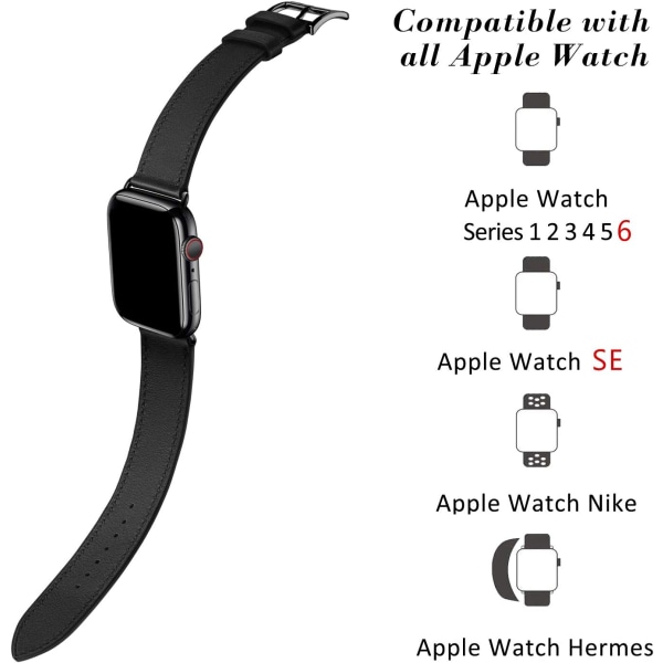 Svart/brun Kompatibel med Apple Watch -rem 42mm 44mm 45mm, Br
