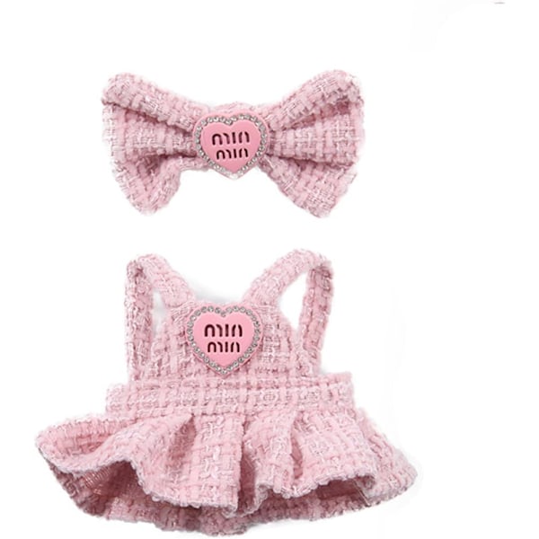 17cm Dockkläderset - Söta Kläder Kompatibla med Labubu, Rosa Modeklänning