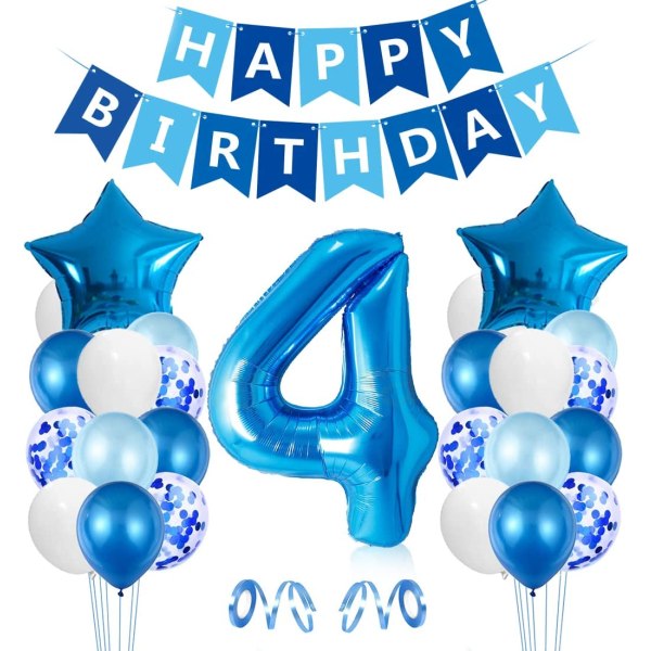 4 Year Old Boy Birthday Balloon, Blue 4 Year Birthday Decora