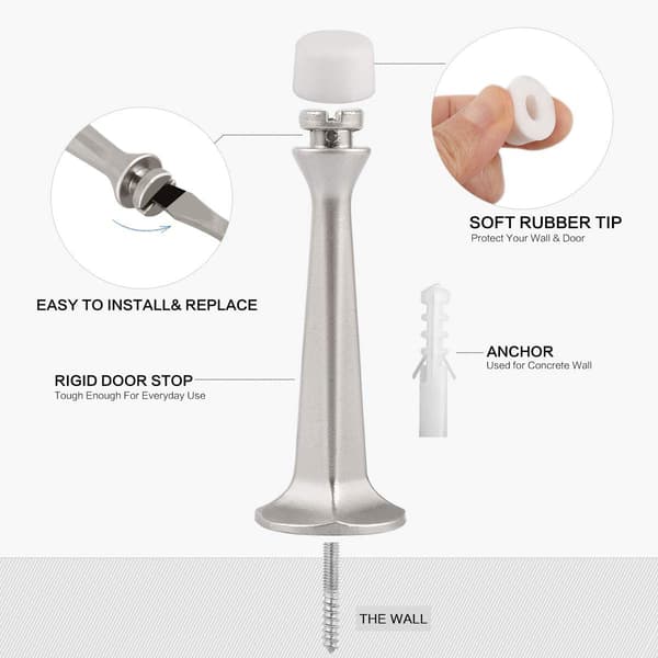 4 stk. Heavy Duty Solid Rigid Dørstopper med blød gummipude, Zi
