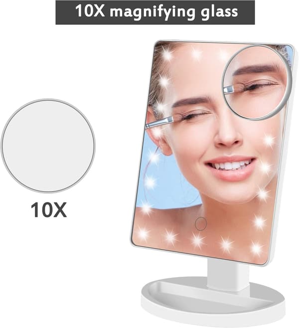 Lighted Mirror, 10X forstørrende LED Makeup Mirror, LED Mirror, USB