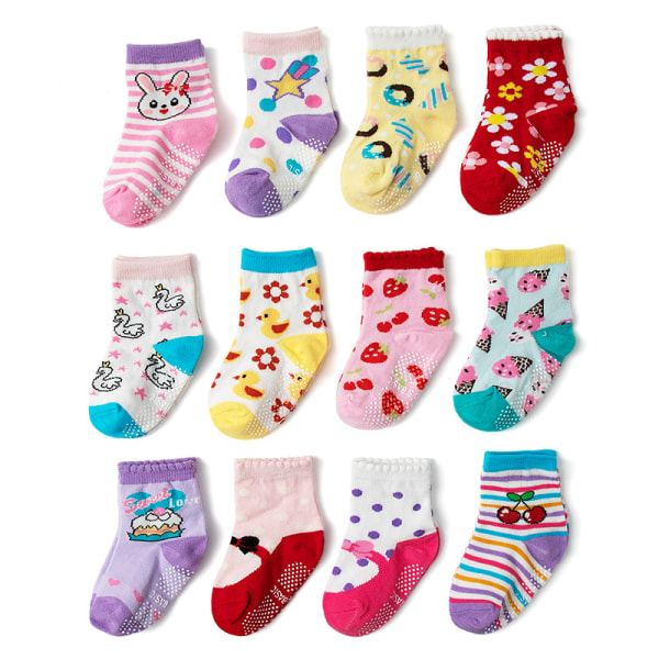 12 paria toddler liukumattomia sukkia, joissa on liukumaton pohja. Cott