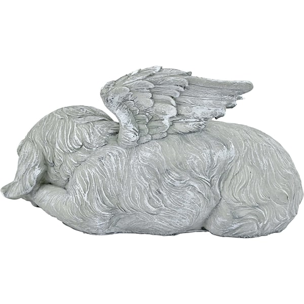 Pet Memorial Angel Dog Honorary Statue Headstone, 12cm, Polyresi