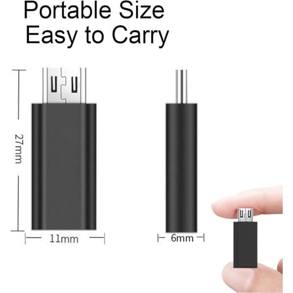 3 st USB C till Micro USB-adapter, Typ C Hona Micro USB Hane Adapter, 2.4A Snabbladdning för PC, Samsung, Huawei, etc (