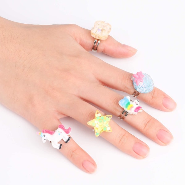 12 stk Små jenter Justerbare Ringer, Prinsessesmykker Finger Ri