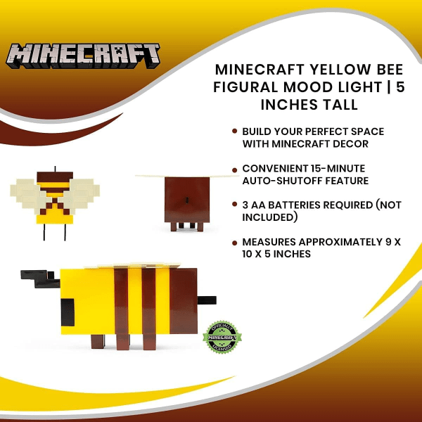 Minecraft Yellow Bee Figural LED Mood Light | Sengebord