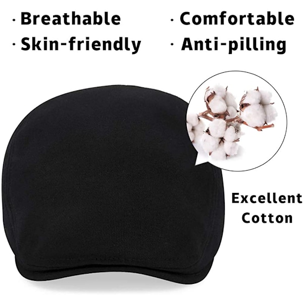 Herrar Justerbar Flat Top Beret (Svart)