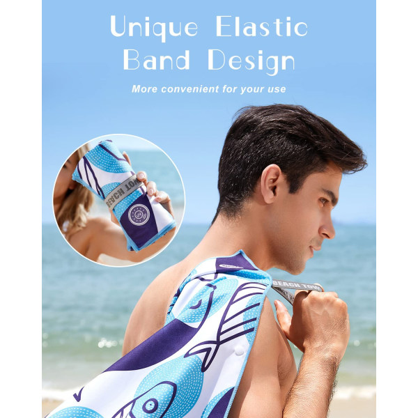 Strandhåndkle med UV-etiketter, strandmatte, mikrofibermateriale, nr. S