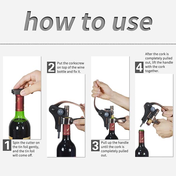 Vinflaskeåbner, Professionel Corkscrew Flaskeåbner, Manuel