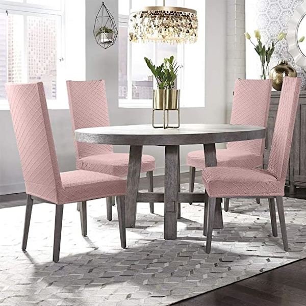 (Rosa, Set om 4) Stolsöverdrag Set om 4 Spandex Stolsöverdrag Jacqua