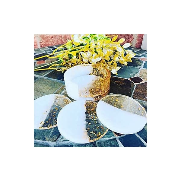 5PCS Coaster Resin Molds,Reusable Transparent Silicone Molds for