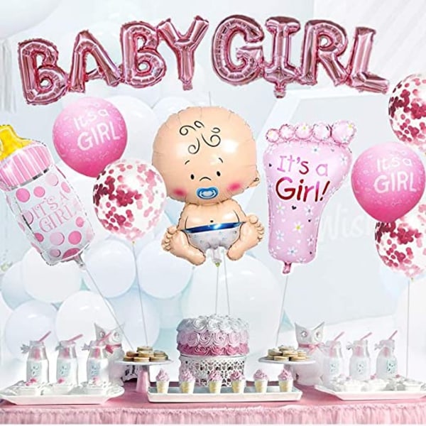 Tyttö - Vaaleanpunainen sukupuolinäytös baby shower -koriste tyttöpallolla