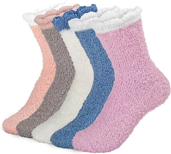 5-pack vintertjocka mjuka fluffiga strumpor stretchiga varma hem sova