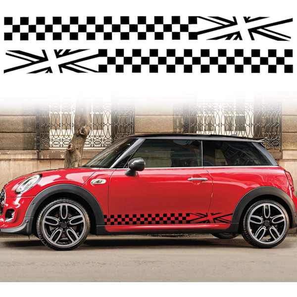 (Sort) 1 par 18cm Racing Ternet Flag Side Stripe Stickers Gitter Grid Stripe Grafik
