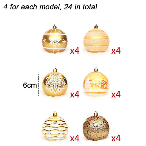 24 st 6 cm julgranskulor julgranshängande juldekorationer