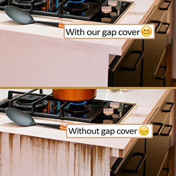 Sett med 2 (hvit) silikonkomfyr Counter Gap Cover, 21" Easy Clea
