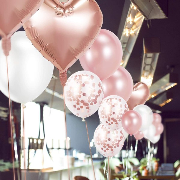 Rose Gold Ballon Sæt, 48stk Balloner Sæt med Konfetti Balloner