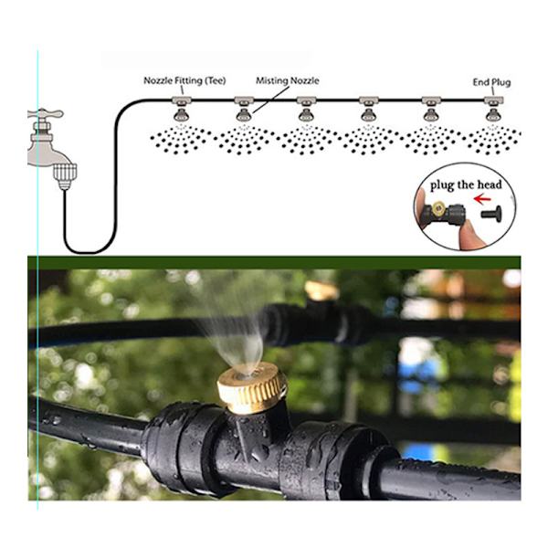 15M Misting System, Patio Misting Cooling System, Utendørs Misting